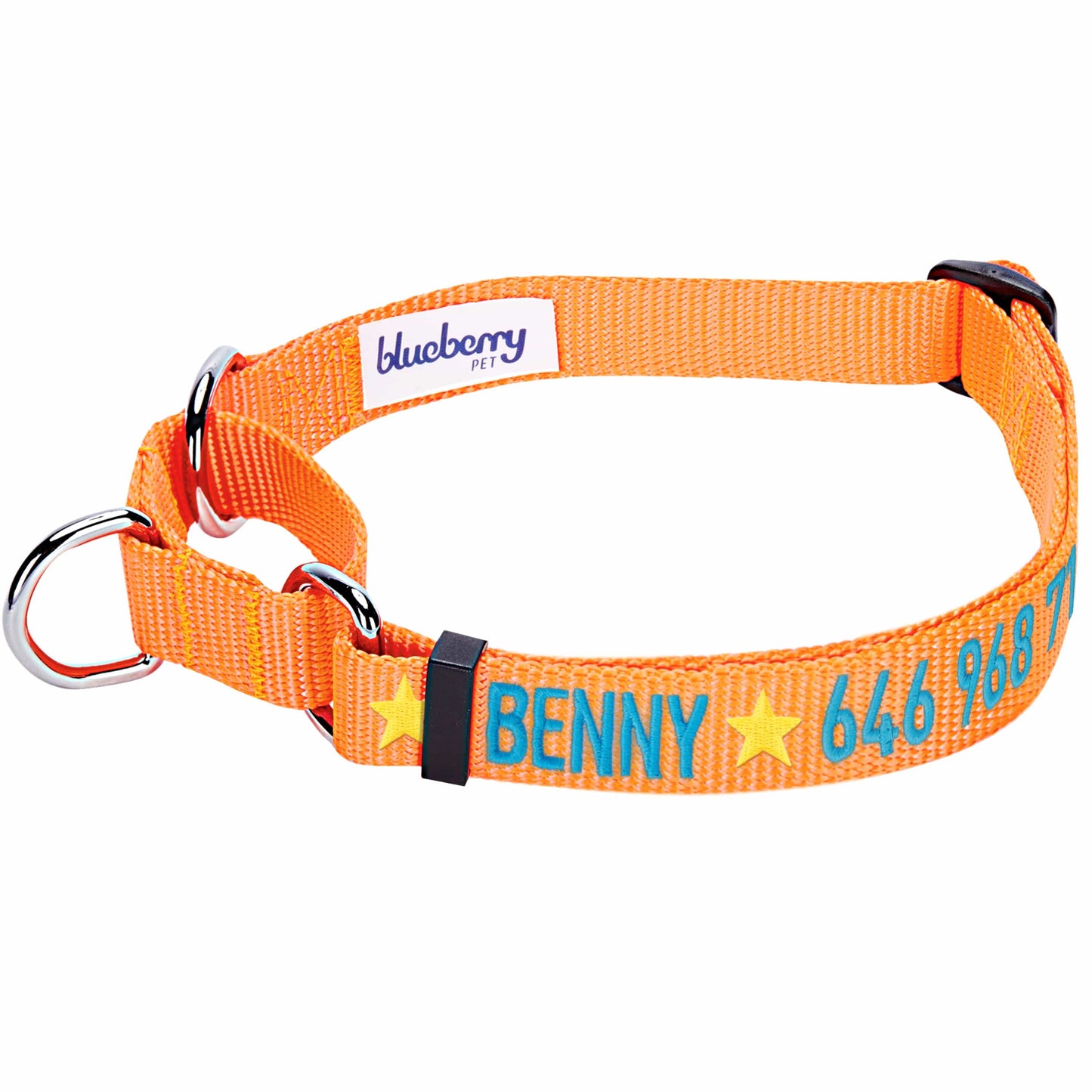 Nylon Personalized Martingale Safety Training Dog Collar Yellow for Puppy Boy Girl Dog