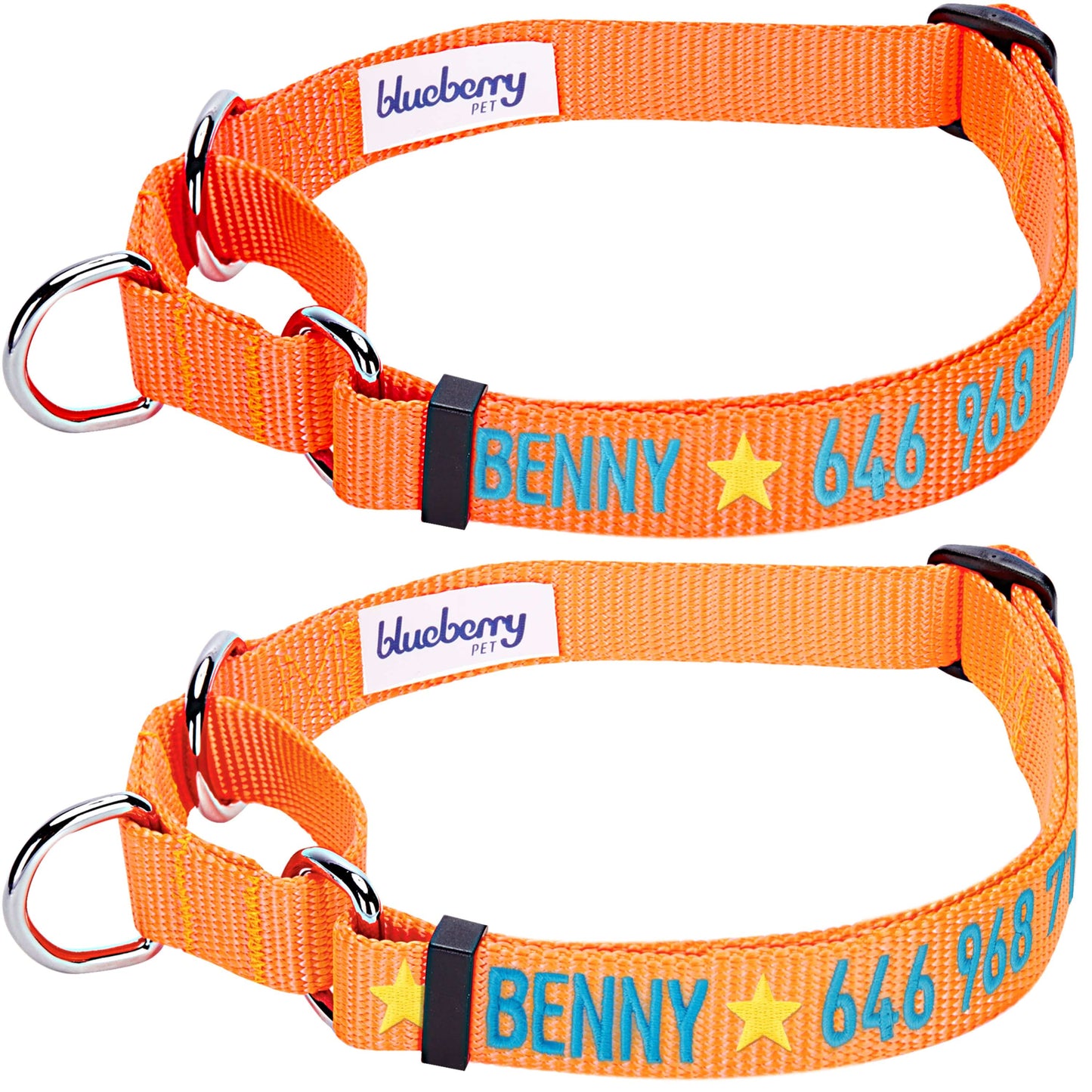 Nylon Personalized Martingale Safety Training Dog Collar Yellow for Puppy Boy Girl Dog